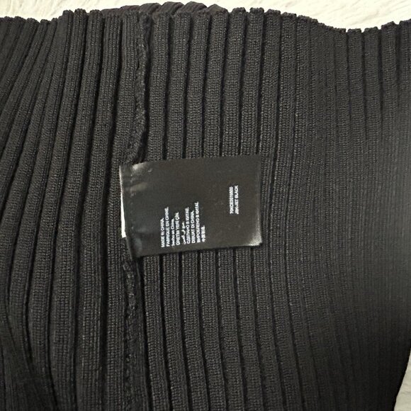 New Bebe Lindsey Halter Black Ribbed Bodycon Maxi Dress Size L Sleeveless - Picture 9 of 10